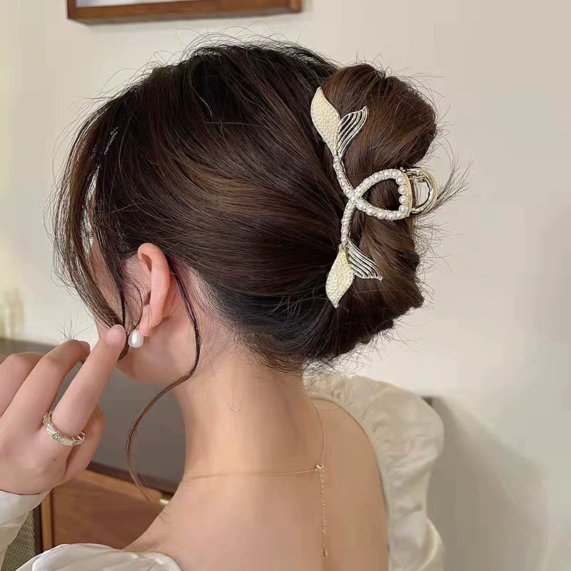 Большая металлическая золотая крабовая булавка, универсальная hair-с аксессуар, корейский стиль, простой и элегантный дизайн