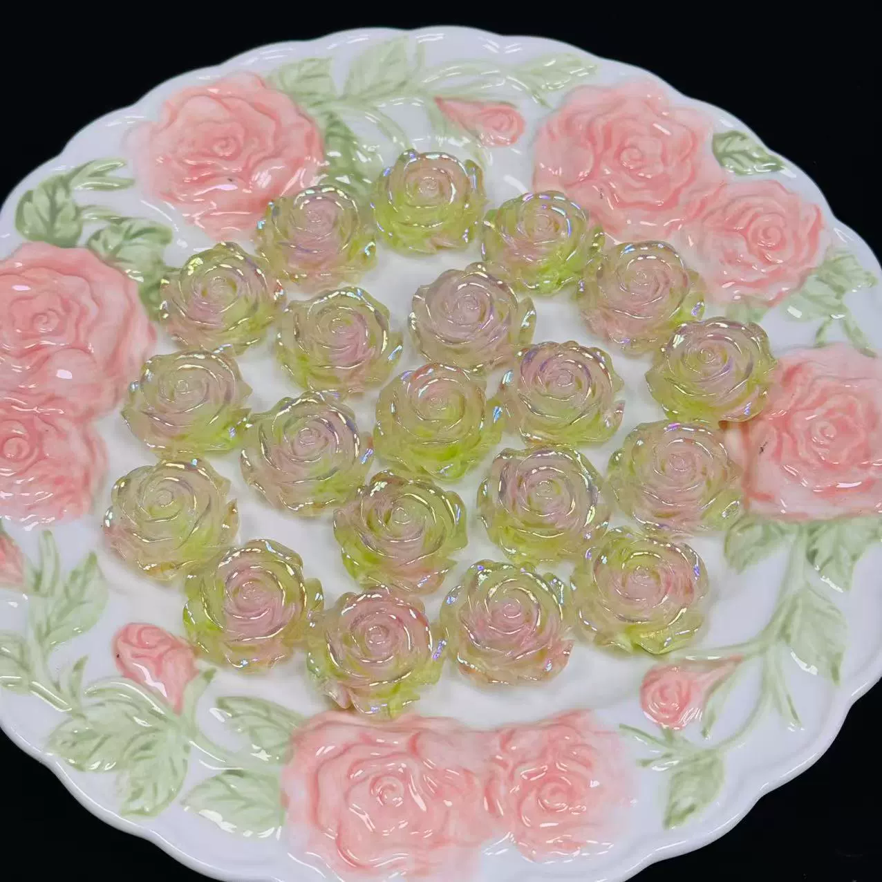 Mabeca 30 small round rose glitter resin accessories diy mobile phone case live broadcast room blind bag accessories