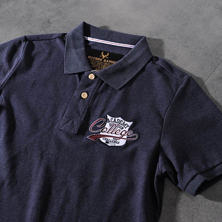 Modern banner American minimalist embroidered men's turn collar short-sleeve POLO shirt half-sleeve M702 8
