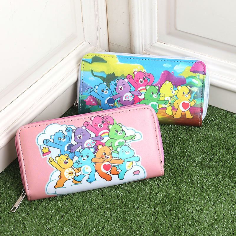 跨境外贸卡通carebears彩虹爱心熊儿童男女童长款零钱包女士钱包