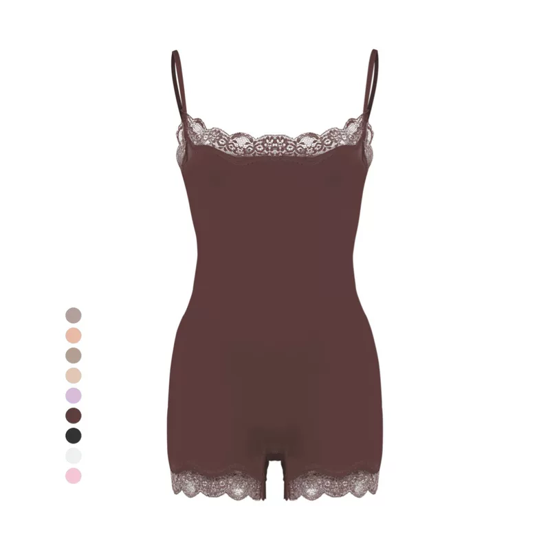 Shapewear bodysuit, corrective lace one-piece, lifting effect, women's slimming control