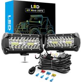 DXZ跨境热销汽车LED工作灯套装7英寸120W越野射灯行驶灯照明改装