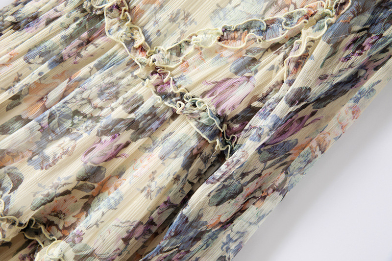 Floral Long Sleeve Silk Dress