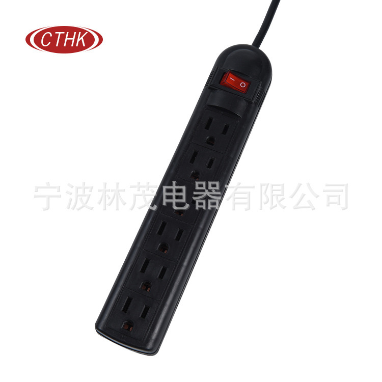 厂家批发 美式6孔拖线板 多色 美标插板带开关 墨西哥南美市场