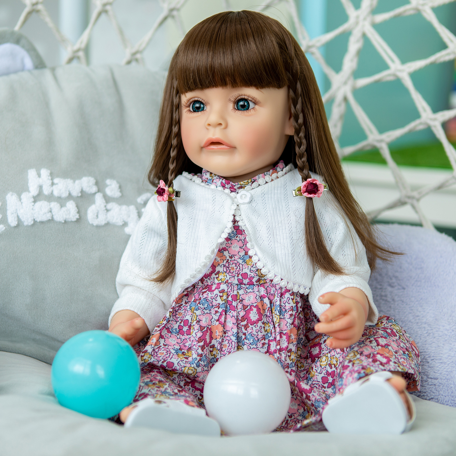 55cm pegamento completo suesue simulación bebé renacido muñeca transfronteriza e-commerce suministro AMAZON entrega de una sola pieza