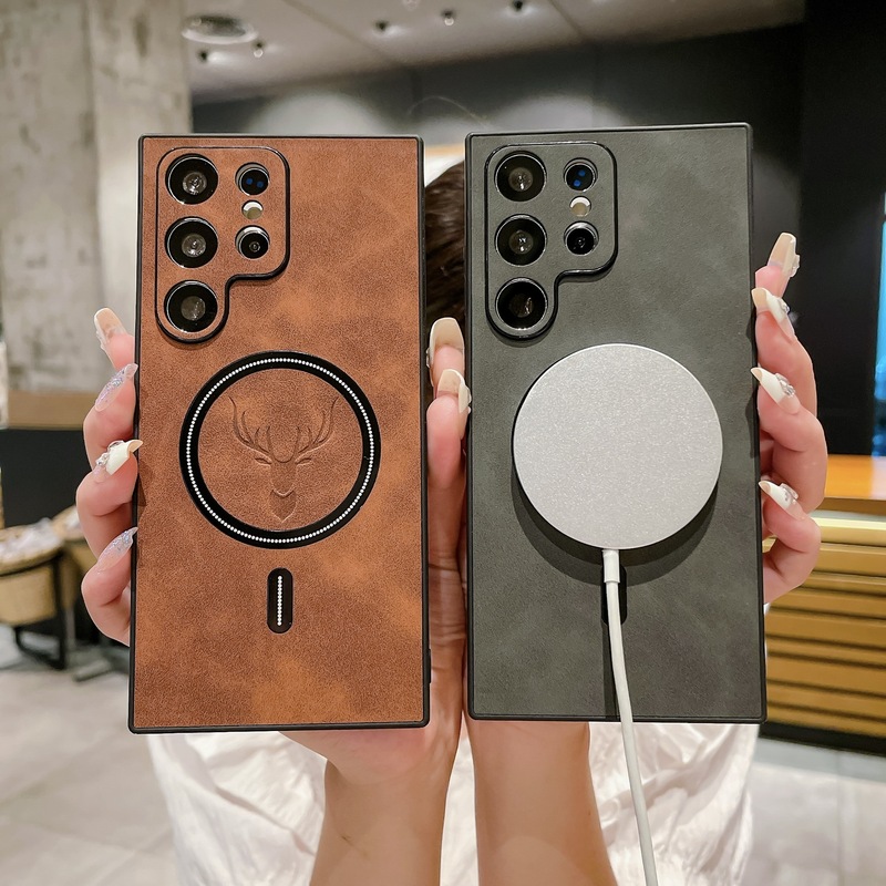 Suitable for Samsung S24Ultra Magnetic Phone Case Note20 Lambskin All-Inclusive S23+/S22/S25 Protective Case