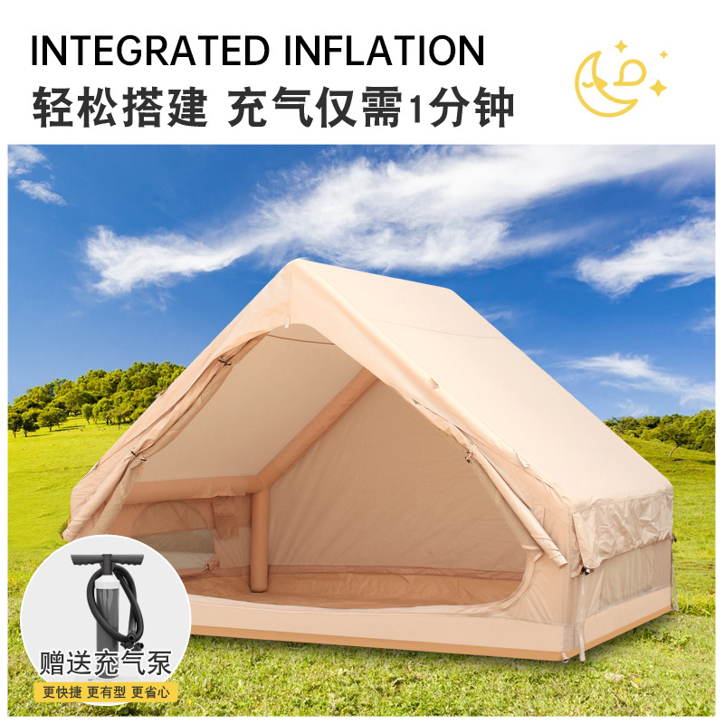 Carpa inflable para acampar al aire libre, tela Oxford gruesa, portátil, impermeable, montaje automático, habitación individual, resistente al frío, montaje rápido.