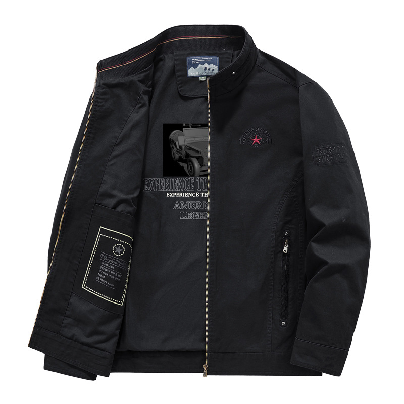 Primavera y otoño para hombres de mediana edad montaña algodón chaqueta casual función al aire libre nuevo abrigo de cuello vertical chaqueta de manga larga chaqueta