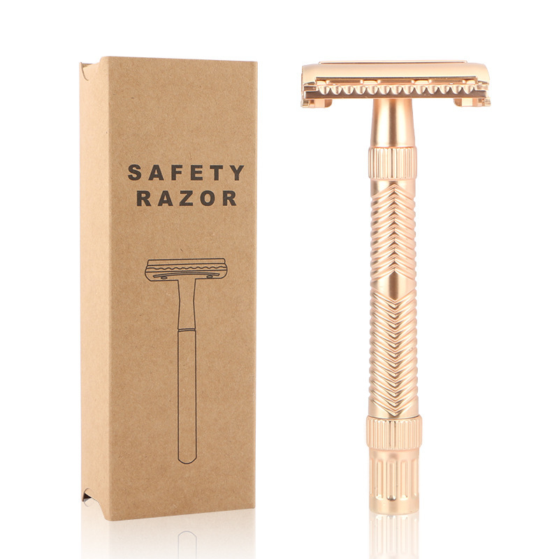 Factory direct supply golden butterfly open old-fashioned manual razor shaving knife double-sided safety razor neutral packaging