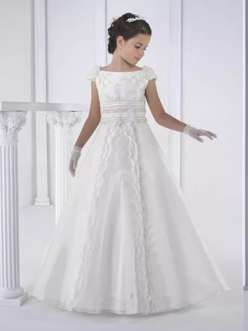 Nuevo Comercio exterior transfronterizo ropa para niños niña de las flores manga soplo vestido de novia pettiskirt boda vestido de noche apoyo entrega de una sola pieza