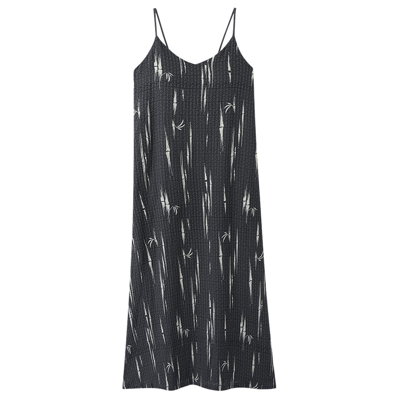 Pijama de algodón para mujeres cojín de pecho sexy pijama de suspensión 2025 nuevo vestido casual medio largo ropa para el hogar