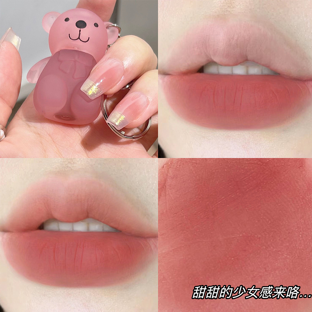 Valor de arte de Xie Rui, mini oso velvet lipstick, maquillaje, esmalte labial blanco, lápiz labial al por mayor.
