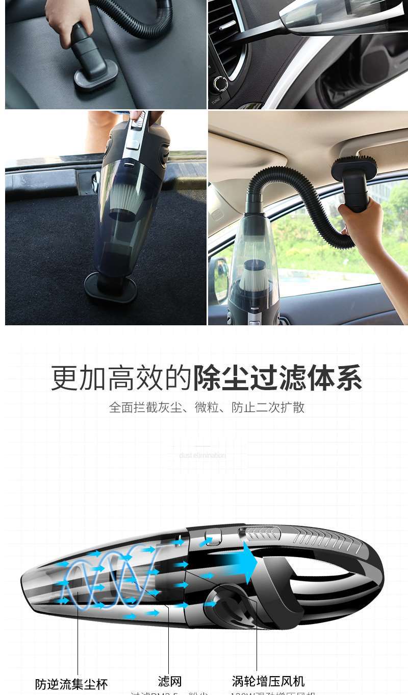 Car Wireless Vacuum Cleaner Wet and Dry Handheld High-power Vacuum Absorbent Charging Car Home Dual-use Cross-border English
