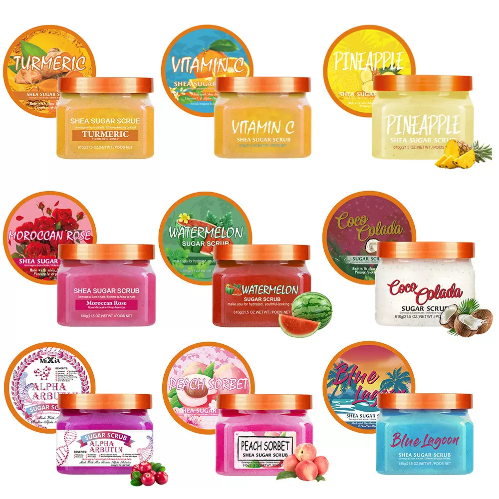 跨境香氛蔗糖身体保湿磨砂膏清洁去角质玫瑰沐浴盐批发bodyscrub