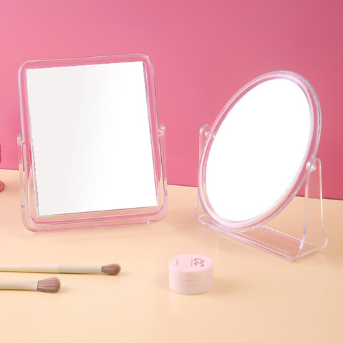 ins square transparent makeup mirror student dormitory desktop vanity mirror rotatable desktop round mirror with stand
