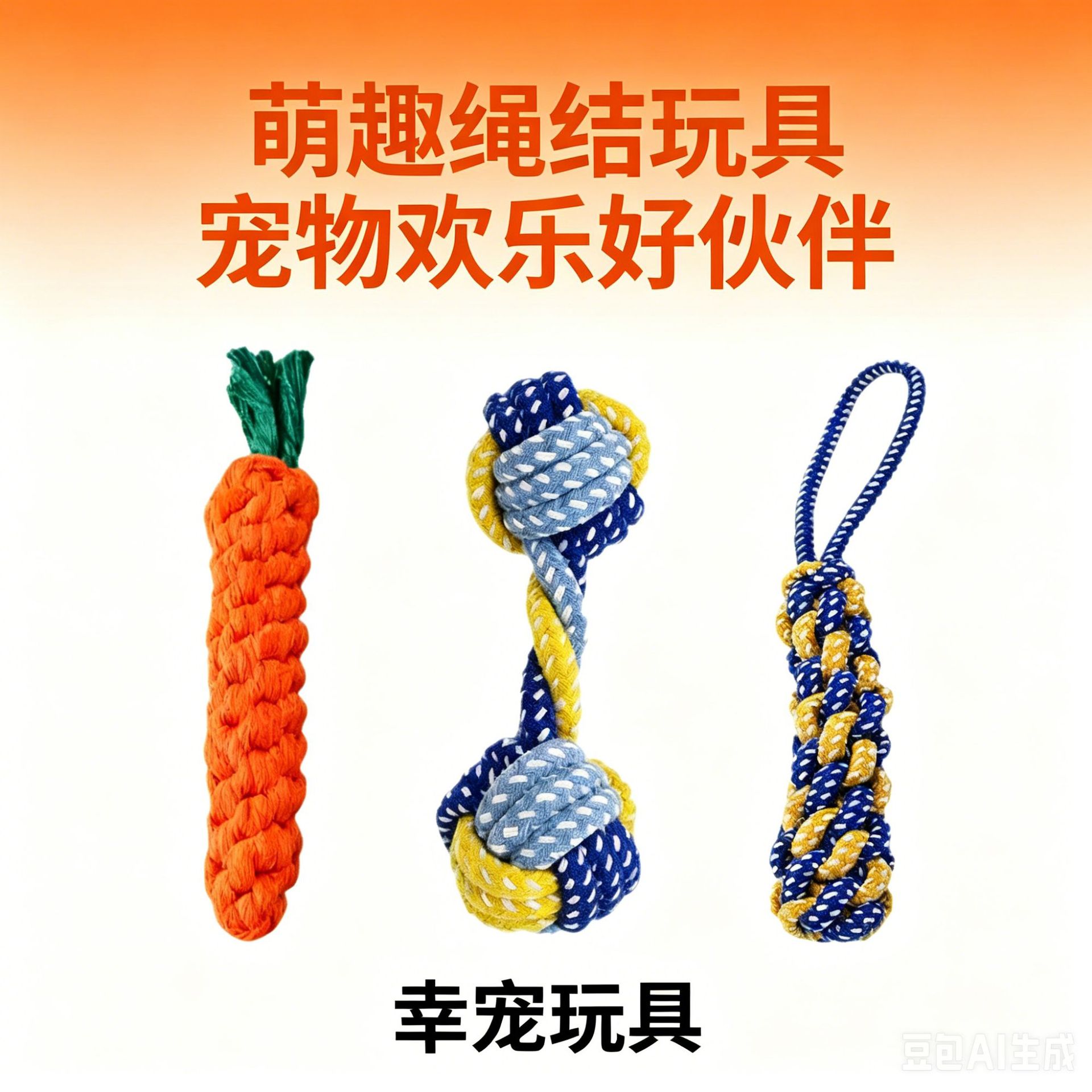 狗狗磨牙耐咬棉绳玩具 小中型犬狗玩具绳结玩具 飞盘套装宠物用品