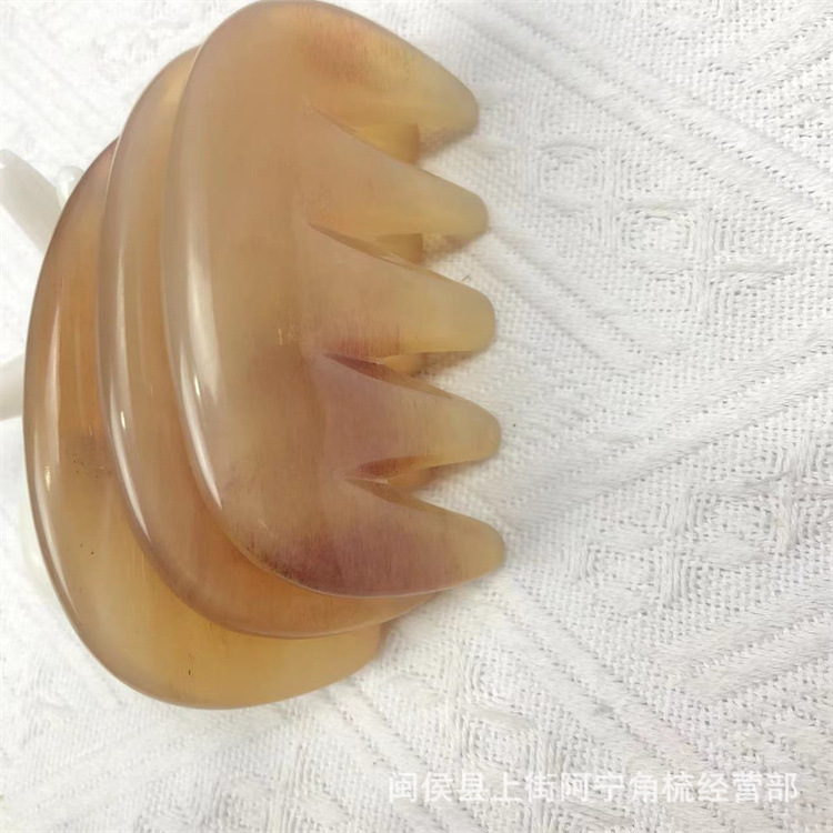 Goat Horn Five-Tooth Massage Comb Yang Jiao Shu Head Scalp Meridian Gua Sha Tool 9.5cm preparation