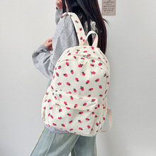 韩版ins草莓印花软妹双肩包原宿小众设计学生小清新书包文艺背包