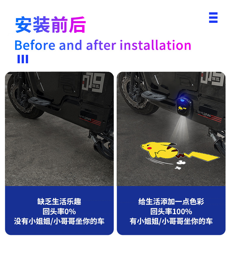 Battery Dynamic Welcome Light Car Electric Car Motorcycle Cartoon Projector Door Lighting Decorative Atmosphere Light