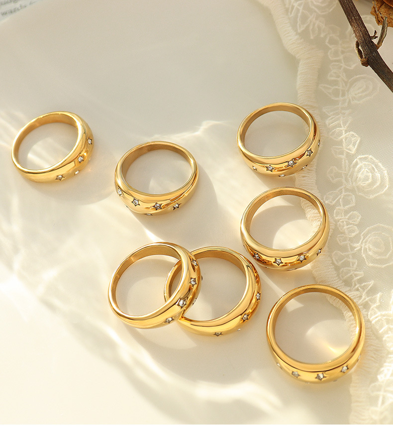 Anillos De Oro De 18 Quilates De Acero Titanio Dorado Gypsophila Europeo Y Americano display picture 3