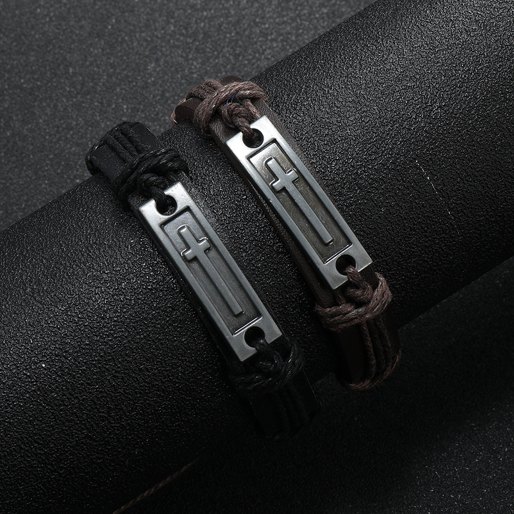 Bracciale in pelle da uomo intrecciata in lega, bracciale in corda di canapa, piccoli accessori_voghion.com