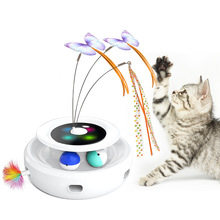跨境新款逗猫棒电动猫玩具猫转盘自动逗猫器猫咪玩具自嗨猫玩具