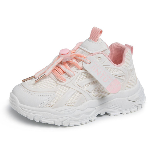 New style sports shoes for boys and girls 2024 spring and summer comfortable and breathable running shoes white shoes student shoes