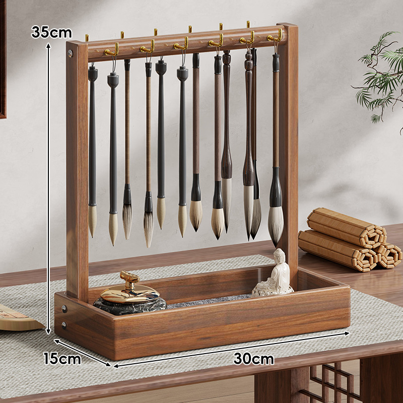 Soporte para Pinceles de Caligrafía de Madera, Multifuncional y Colgante, para Escritorio