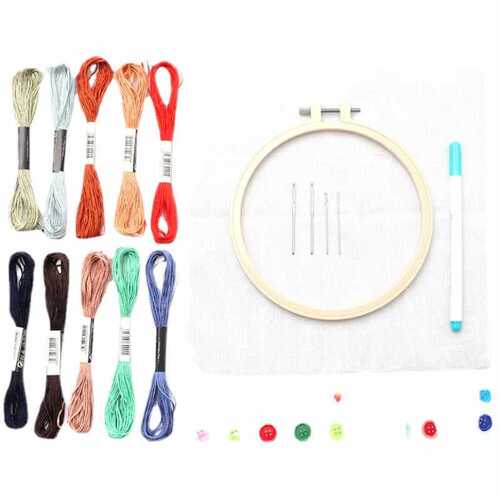 Parent-child early education embroidery sewing button tool set children's embroidery kit kindergarten simple needlework embroidery thread material package