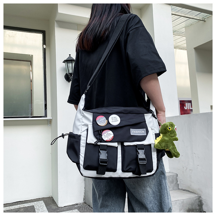 Korean ins fashion single-shoulder crossbody bag, trendy brand color sports bag, middle and high school schoolbag, college student class backpack undefined