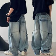 男童牛仔裤秋装2025新款儿童裤子春秋中大童宽松男孩潮酷痞帅长裤