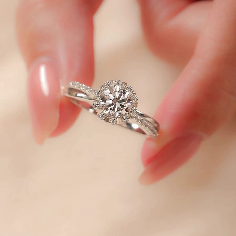 Принцесса Ретро обручальное кольцо, платиновое покрытие, 925 Sterling Silver с акцентами 18K белого золота, регулируемое