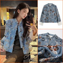 春季2025新款国风清冷感优雅上衣新中式亮片刺绣牛仔外套女 N3049