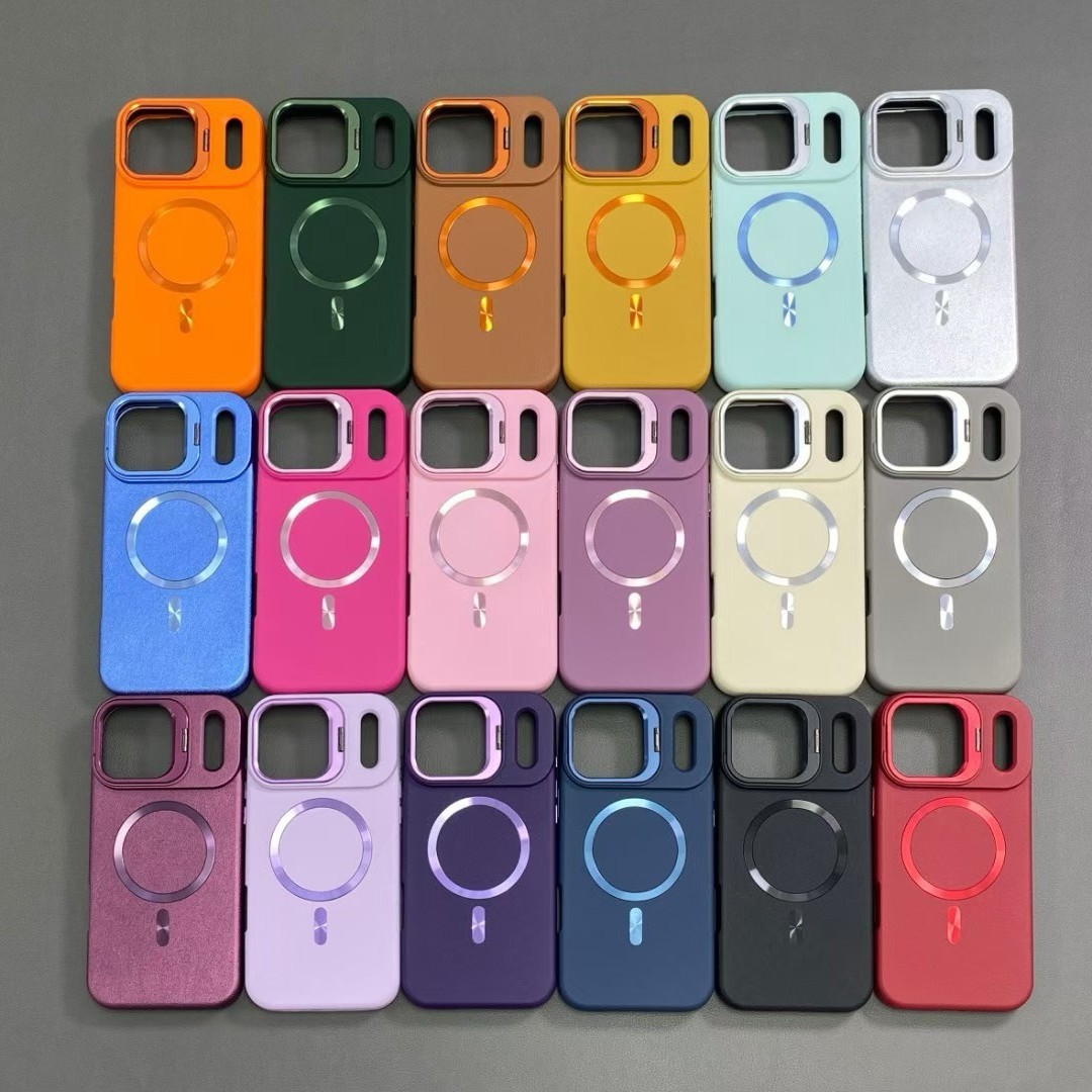 适用iPhone18ProMax皮纹磁吸支架手机壳苹果17Pro防摔16保护套