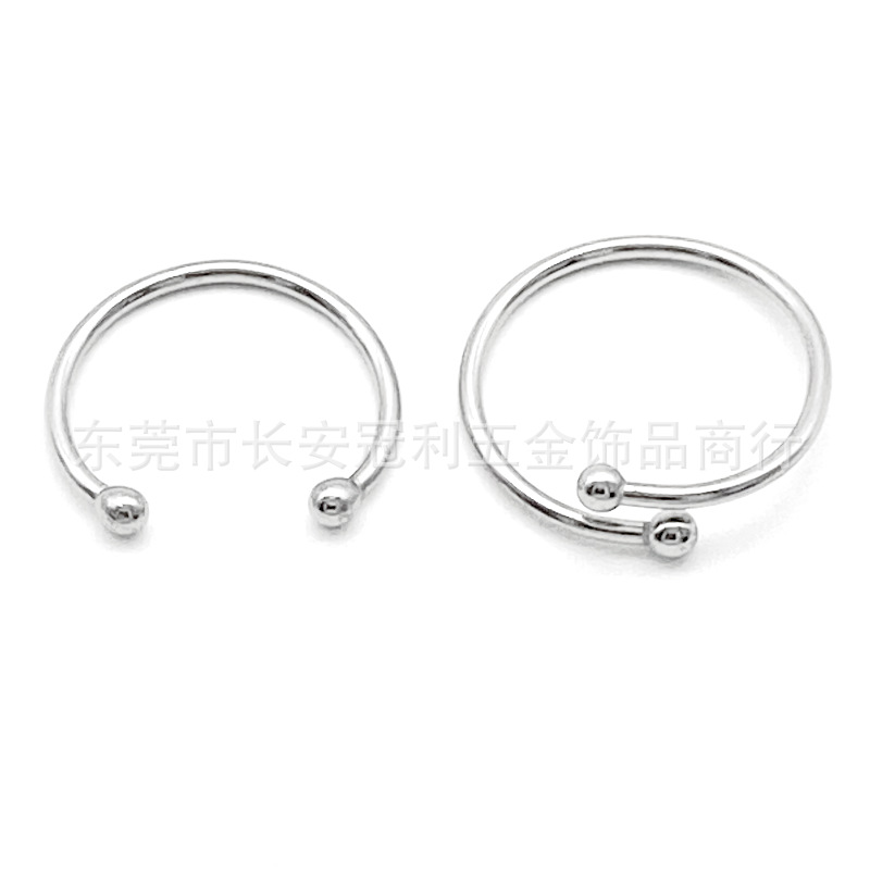 Ins Japanese and Korean Style Simple Stainless Steel Adjustable Ring Women's Niche Double Bead Ring Ring Cross Border Ring
