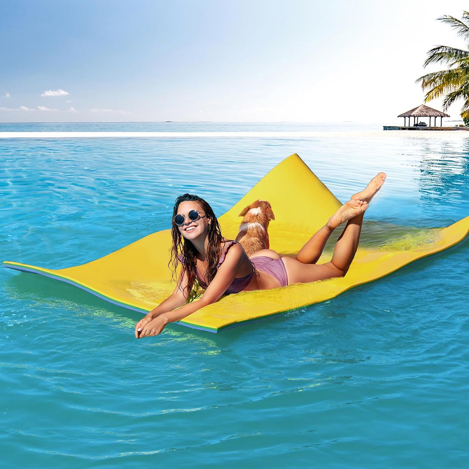 Cross-Border Hot-Selling Xpe Floating Blanket Water Rest Floating Bed Free Inflatable Surfing Floating Blanket Water Game Floating Pontoon