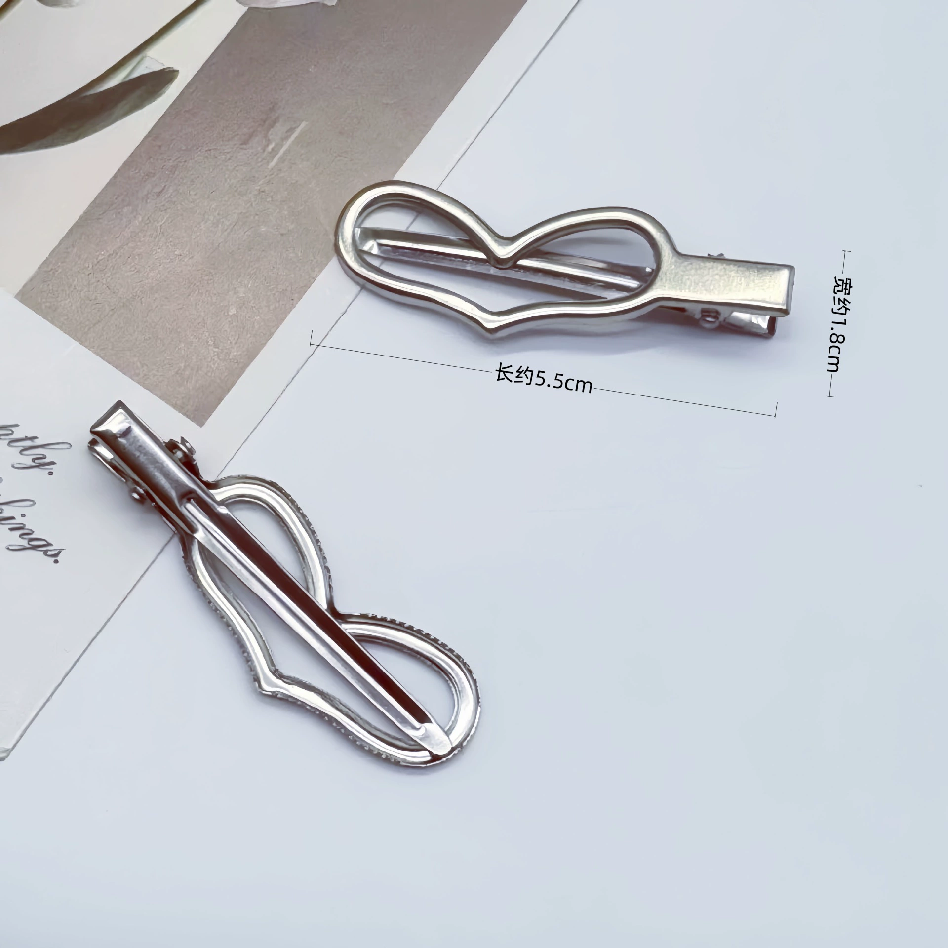 Серебристо-белые заколки для волос (6 см), металлические зажимы для DIY, assorted формы