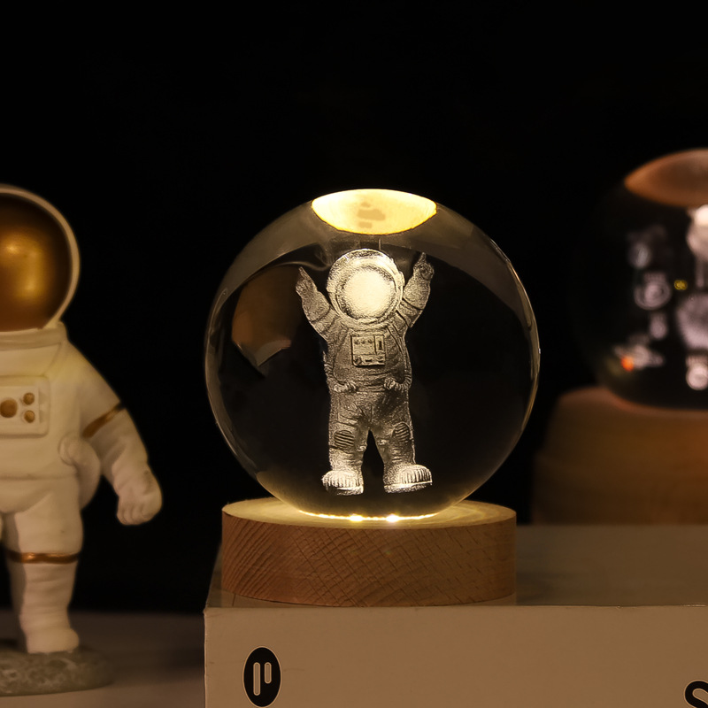 Lámpara Nocturna de Bola de Cristal 3D de Cristal Blanco, Grabado 3D e Iluminación LED, para Decoración y Regalo de Cumpleaños image 16