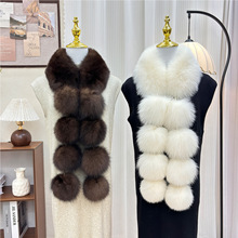 走秀款狐狸毛围巾韩版百搭毛球球皮草围秋冬季双面保暖防风毛领子