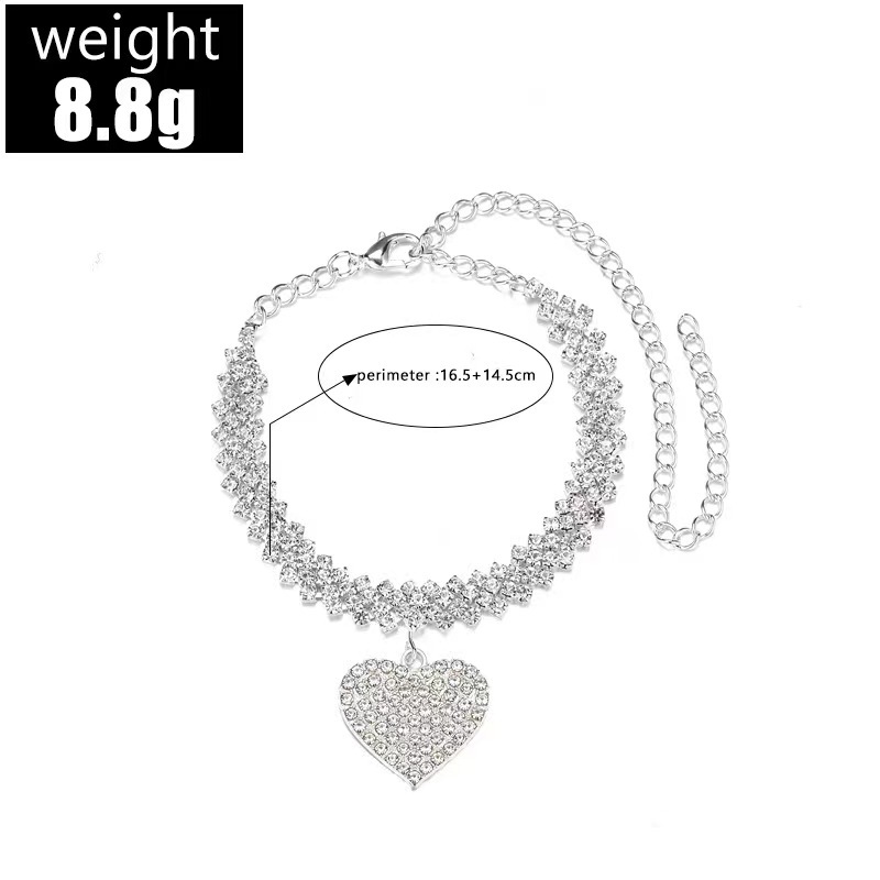 12g Weight Wholesale Jewelry Sexy Heart Shape Alloy Rhinestones Anklet