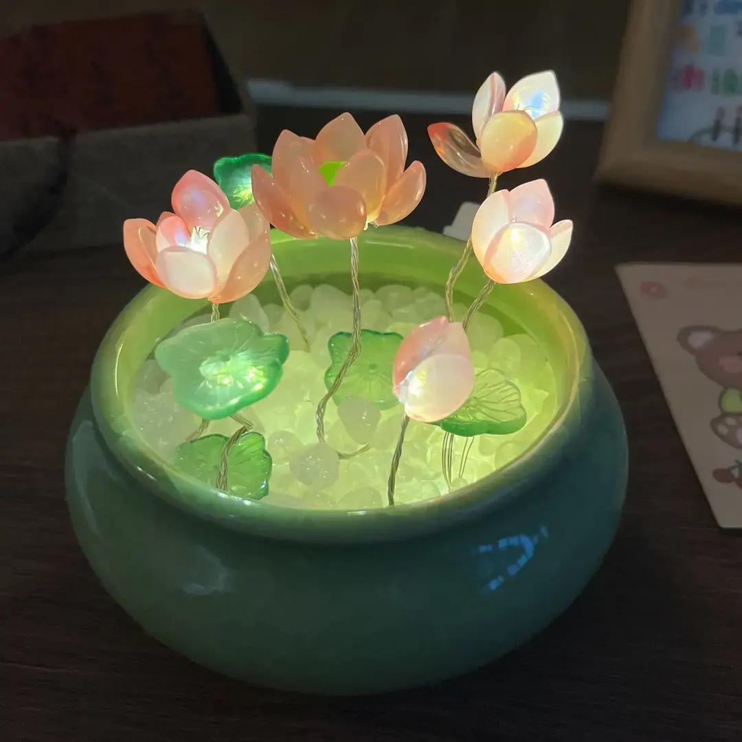手工diy荷花好運蓮蓮ins風小夜燈送朋友老師閨蜜禮物情侶禮物