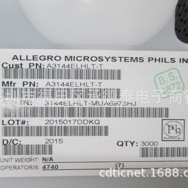 霍尔元件 A3144ELHLT-T 丝印44E A3144E SOT-23贴片 全新原装