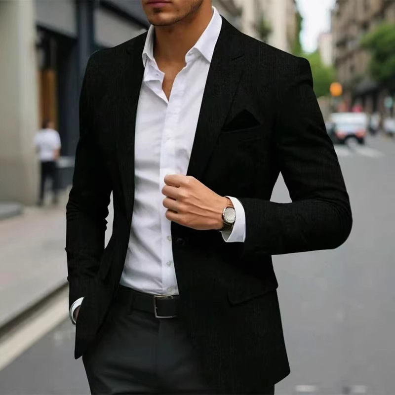 Men's Slim-Fit Single-Breasted Suit Jacket, Suitable for Parties, Weddings, and Business Occasions