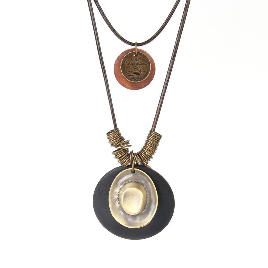 Collar largo de cera multinivel estilo étnico con accesorios de madera para mujer, regalo de cumpleaños, mayorista