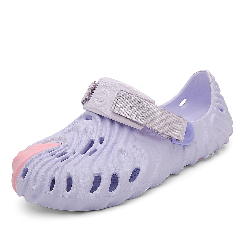 Huella digital agujero zapatos personalidad hombres 2023 verano casual al aire libre antideslizante plataforma sandalias pareja playa cerrada dedo del pie zapatillas