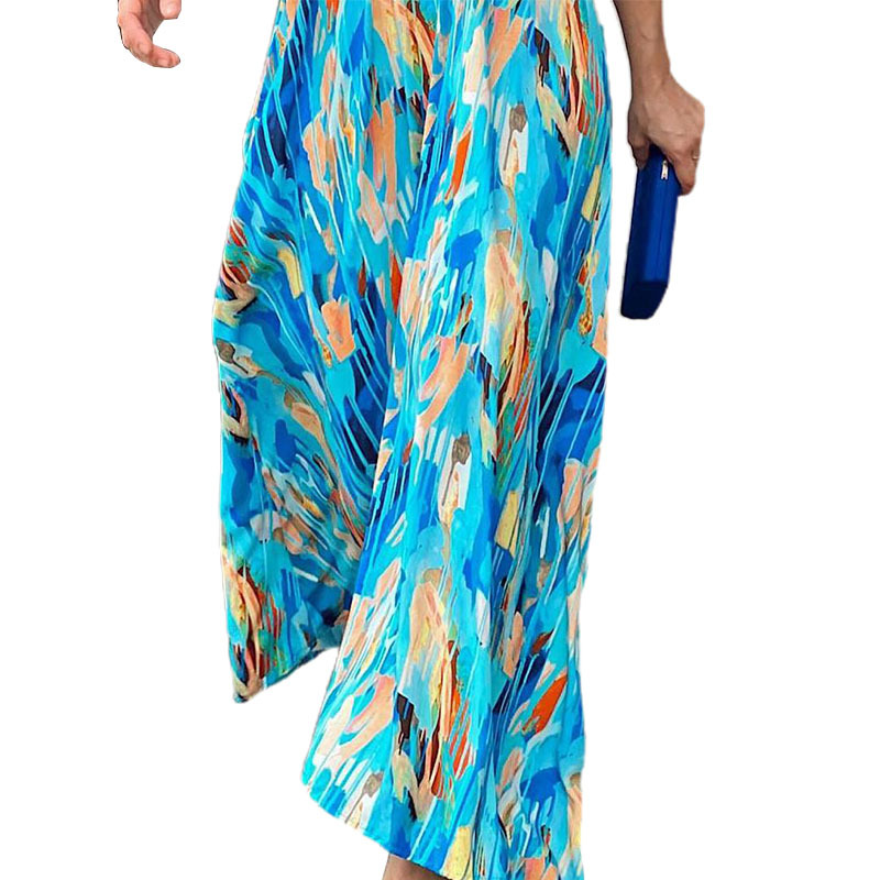 Women's Straight Skirt Casual V Neck Printing Half Sleeve Printing Maxi Long Dress Daily display picture 7