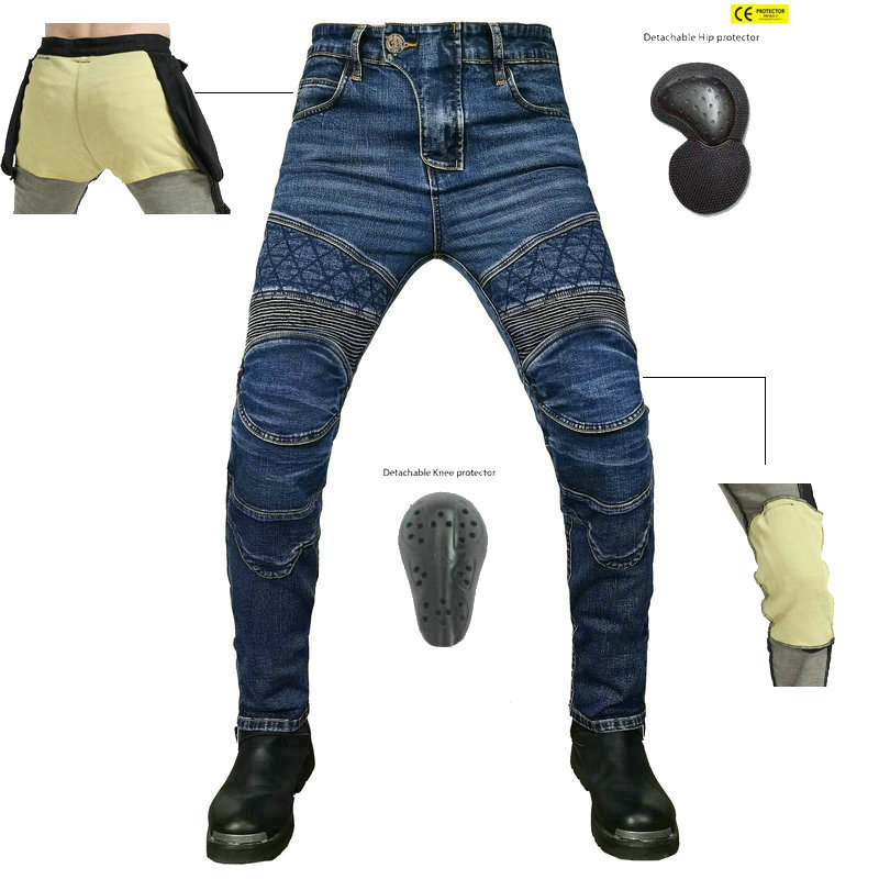 2022 nuevos pantalones vaqueros de la motocicleta de los hombres y de las mujeres Kevlar retro de pasajeros pantalones de montar Four Seasons motocicleta pantalones anti-caída