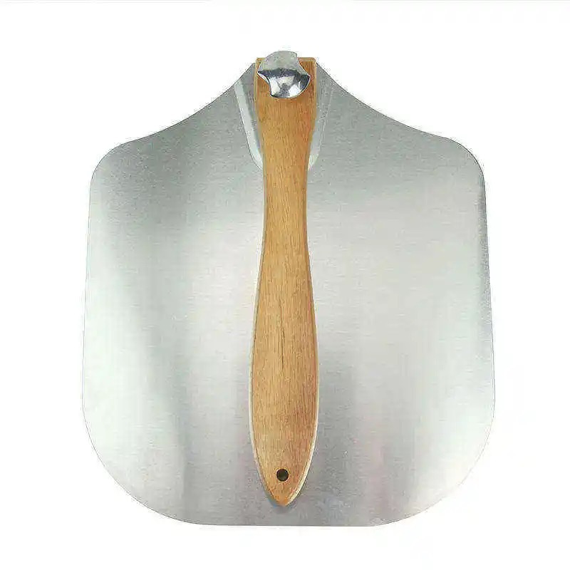 Pala de pizza de aluminio plegable, transferencia de mango de madera, pala de pizza, juego de herramientas de cortador de pizza, pala de pizza para hornear image 6