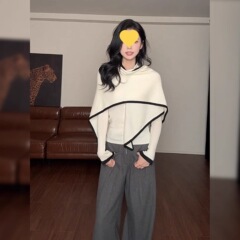 法式慵懒风气质披肩长袖恤女装2025秋冬新款时髦御姐两件套上衣