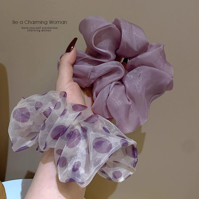 Punto de onda púrpura de verano ~ bajo perfil y retro estilo círculo de intestino graso temperamento flor de cabeza intestino grueso corteza de alta sensación